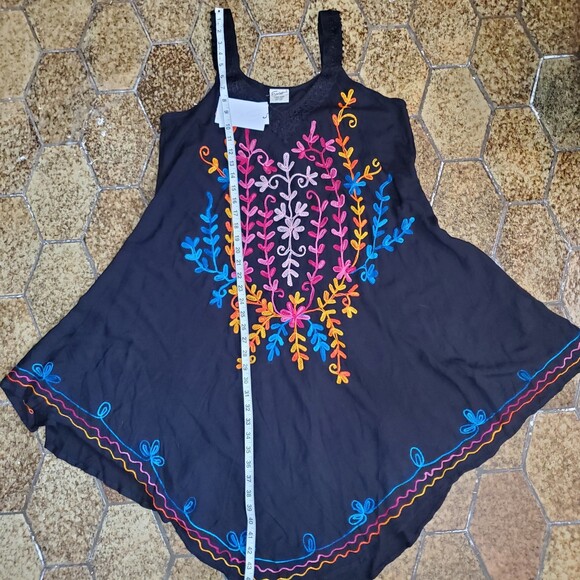 Exist Multicolored Rayon Embroidered Dress Beach Cover-up Free Size Travel - Picture 7 of 9